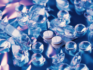 Birth Control Pills Displayed on a Sapphire Background