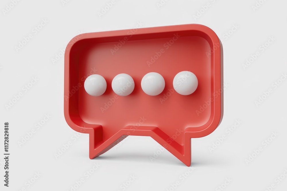 Poster 3D render of a red speech bubble with white dots