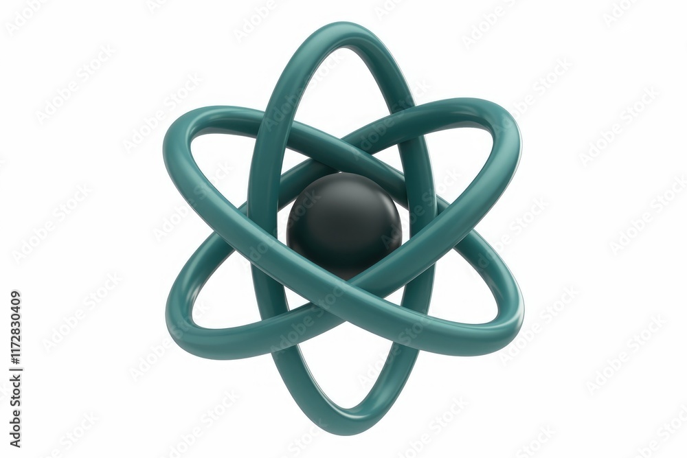 Poster 3d model of an atom with orbiting electrons