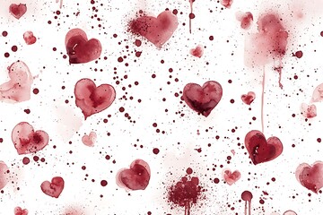 Fototapeta premium Love hearts watercolor style patterns for valentine's day celebration creative art design