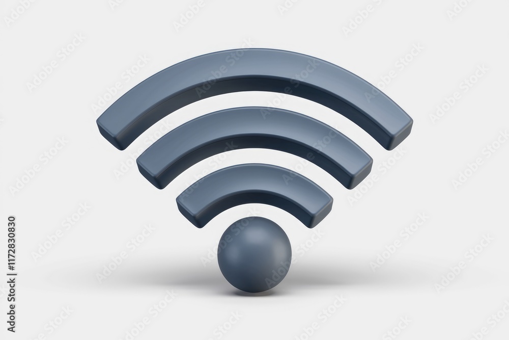 Poster 3D rendering of a gray wifi symbol.
