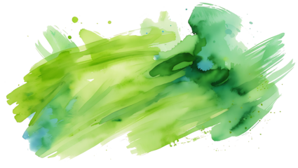 Green Paint Splashes, Green and Blue Watercolor Brush Stroke Texture PNG, Watercolor Texture Brush Stroke Isolated on Transparent Background