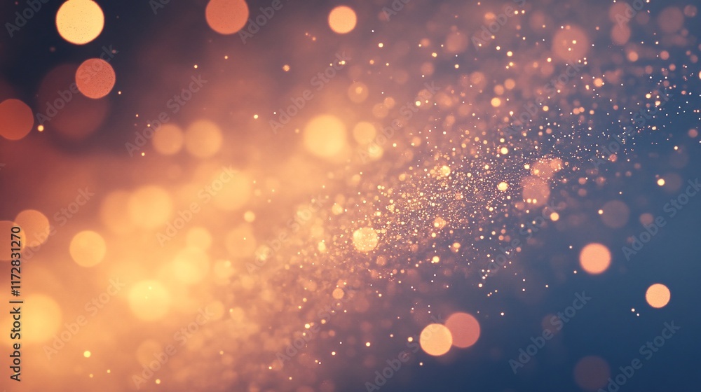 Poster a mesmerizing swirl of golden and blue bokeh lights, creating a dreamy atmosphere filled with warmth