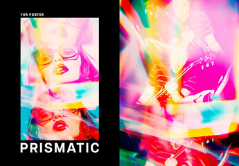 Prismatic Lens Poster Photo Effect Mockup With Generative AI