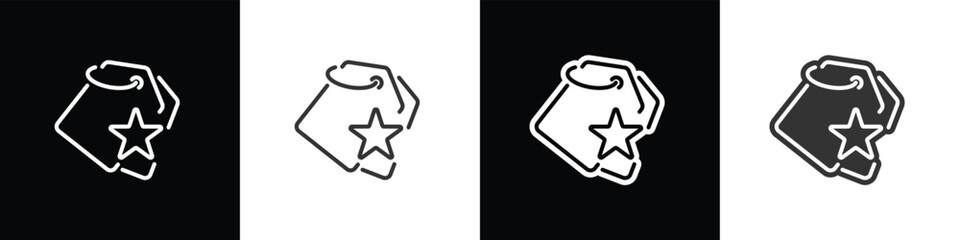 Modern Price tags with star icon. Star label sale tag icon set. Discount tag icon in flat and line style. Price tag Vector illustration in black white and transparent backgrounds. Eps10