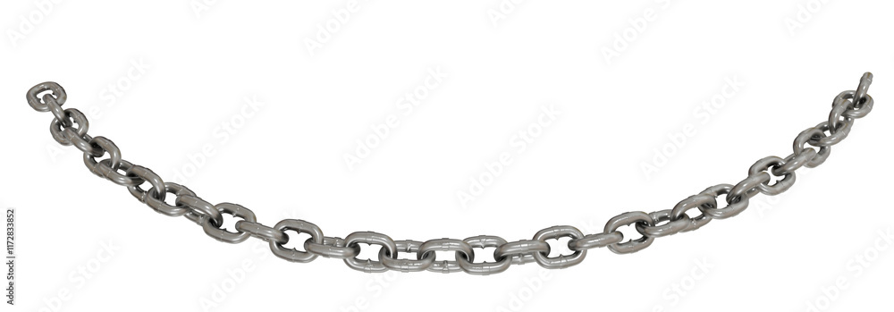 Poster wavy chain link: 3d render of a chain with a flowing, wave-like pattern, isolated on a white backgro