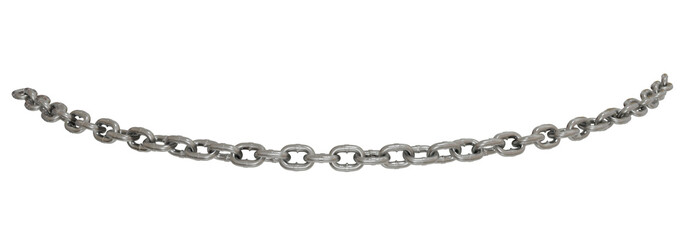 Wavy Metal Chain: 3D render of a flowing, metal chain isolated on a transparent background.