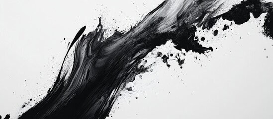 Abstract black ink splash on white background.