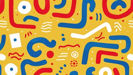 Retro Pop Art Abstract Pattern with Bold Geometric Shapes