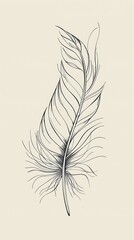 Obraz premium feather floating line art black gray background