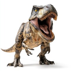 Naklejka premium A roaring dinosaur model, showcasing its fierce appearance and detailed features.