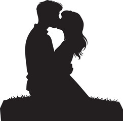 silhouette of couple kissing
