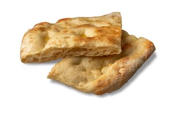 Slices of flatbread focaccia isolated