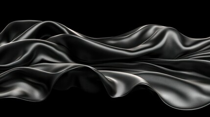 Fototapeta premium A smooth black fabric draped elegantly, showcasing its texture and sheen.