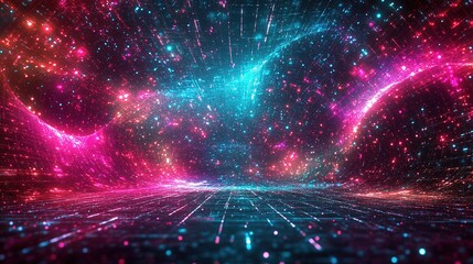 Fototapeta premium Abstract glowing pink and blue energy streams.