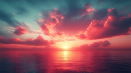 Obraz premium Vibrant sunset over calm ocean. (7)