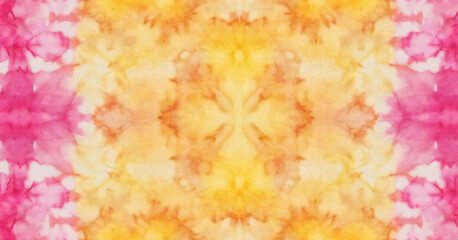 Abstract pink and yellow tie dye shibori watercolor painting