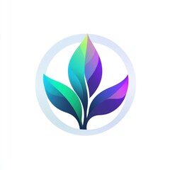 Abstract Colorful Plant Logo Design in Circle