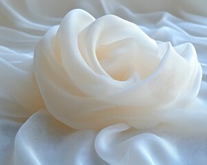 Creamy white silk fabric swirled into a rose shape.