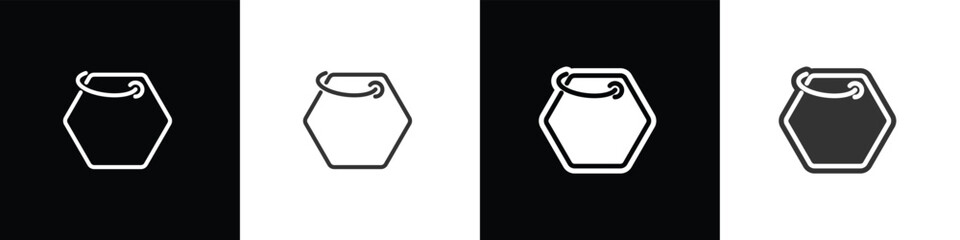 Hexagon price tag line and flat icon. Price tag icon vetor illustration in black white and transparent background. Eps10