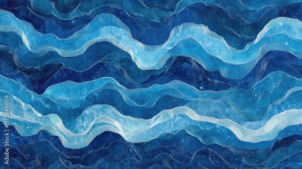 Aufkleber abstract blue waves artwork with flowing patterns and textures
