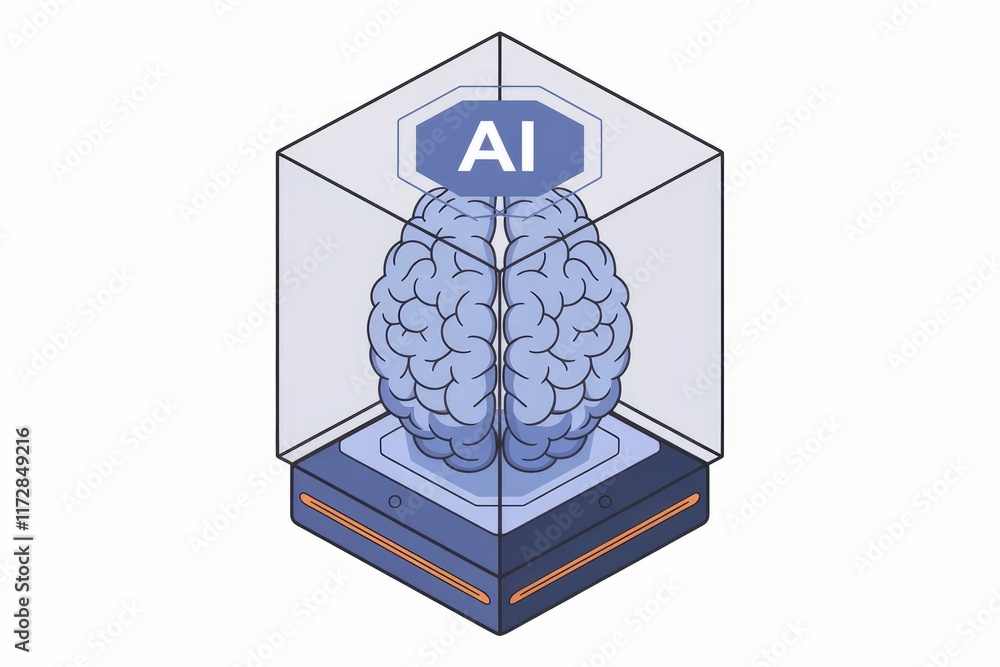 Leinwandbilder ai encased human brain, representing artificial intelligence and cognitive computing.