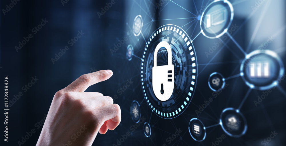 Poster cyber security system abstract technology background. technology concept