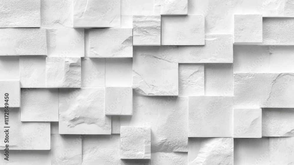 Poster abstract white wall texture with various flat shapes and patterns