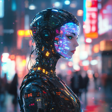 Lady Robot Sheen Holographic Futuristic Sci-Fi Fash