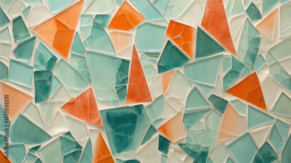 Poster colorful mosaic pattern with triangles and abstract shapes