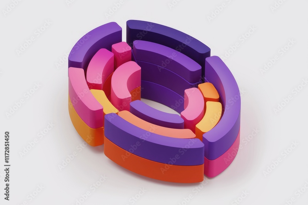 Aufkleber Abstract 3D rendering of colorful circular layers, creating a dynamic and visually appealing design.