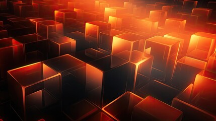 Radiant, pulsating cubes emitting a warm, inviting glow.