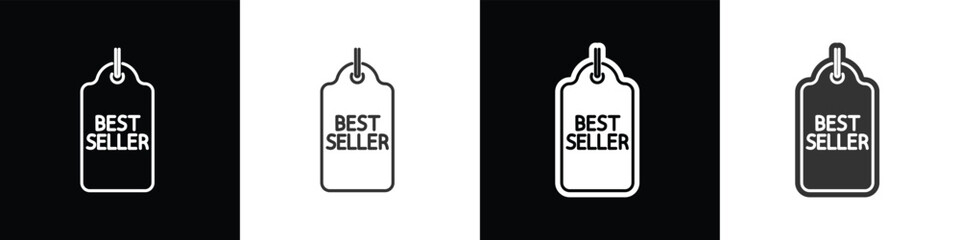 Price tag with classic shape and best seller writing, Price tag vector illustration in black white and transparent background. Eps10