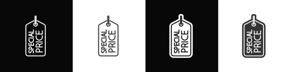 Price tag with a simple shape and special price writing, Price tag vector illustration in black white and transparent background. Eps10