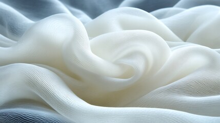 Obraz premium Soft, flowing white fabric with elegant swirls and folds.