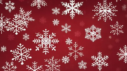 Celebrate holiday video in 4k snowflake pattern bright red background perfect Christmas banners gift   - Powered by Adobe