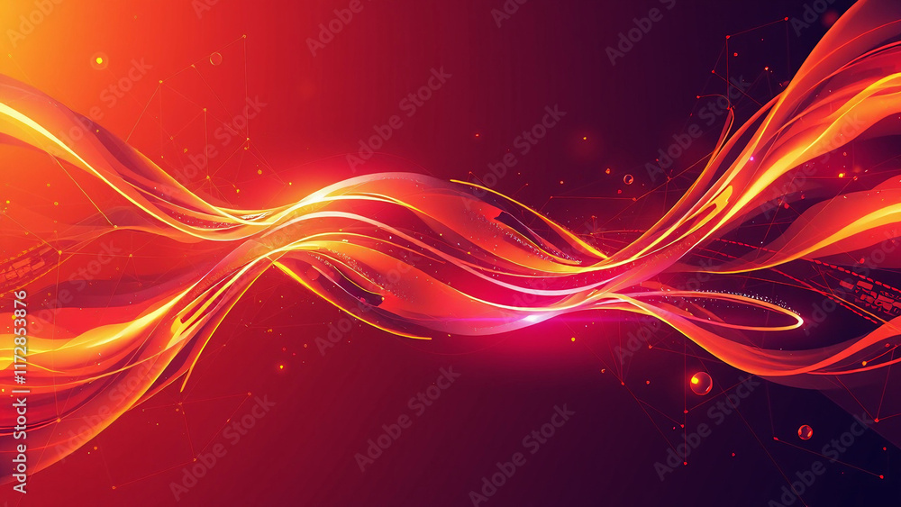 Aufkleber glowing abstract waves with dynamic energy and flowing lines