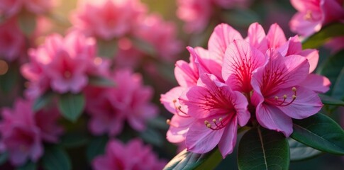 Fragrant blooms of rhododendron in full bloom, , colors, floral
