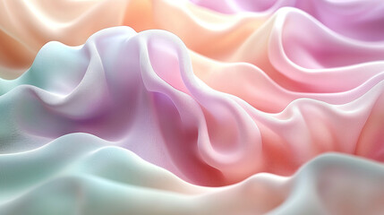 Obraz premium Pastel silk fabric draped, flowing waves, abstract background, textile design