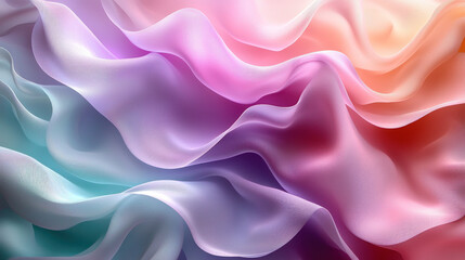 Flowing pastel rainbow fabric waves background for abstract designs