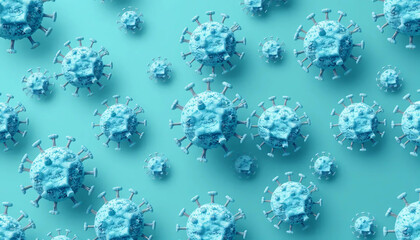 Repeating Coronavirus Pattern in Teal Medical Background Design
