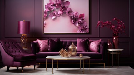 Sophisticated magenta tones blending with subtle hints of metallic accents, creating a luxurious and refined aesthetic.