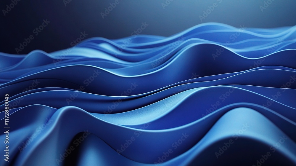 Poster abstract blue gradient waves in a smooth flowing background