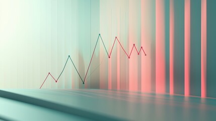 Fototapeta premium Abstract Financial Growth Chart Red and Teal Line Graph on Modern Background