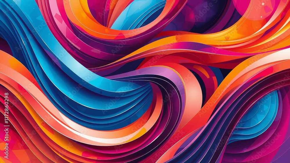 Poster colorful swirls and spirals create an abstract backdrop of light and motion