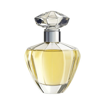 designed perfume bottle and cap isolated on a white background