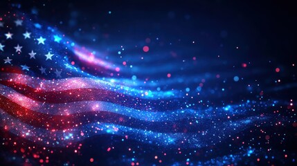 Obraz premium Abstract Design Featuring the American Flag with Sparkling Stars and Waves