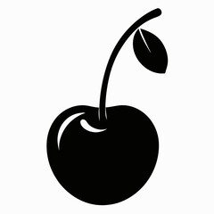 Minimalist Sour Cherry Silhouette Art in Black