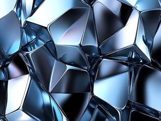 Abstract blue metallic crystal surface.