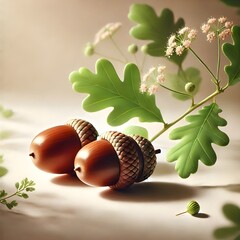 Two acorns on white (1)_Nero AI_Photo